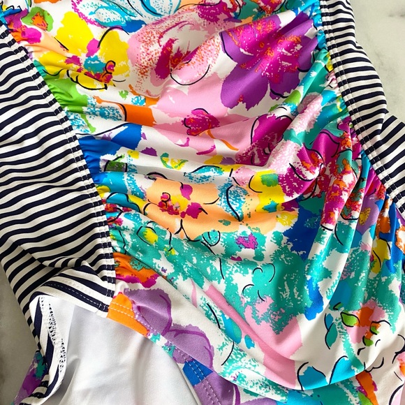 Anne Cole One Peice Floral Shirred Halter Swimsuit - Picture 11 of 12